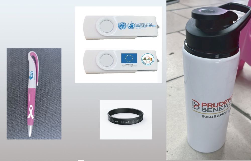 Stylo, clés USB, bracelet et gourde personnalisés